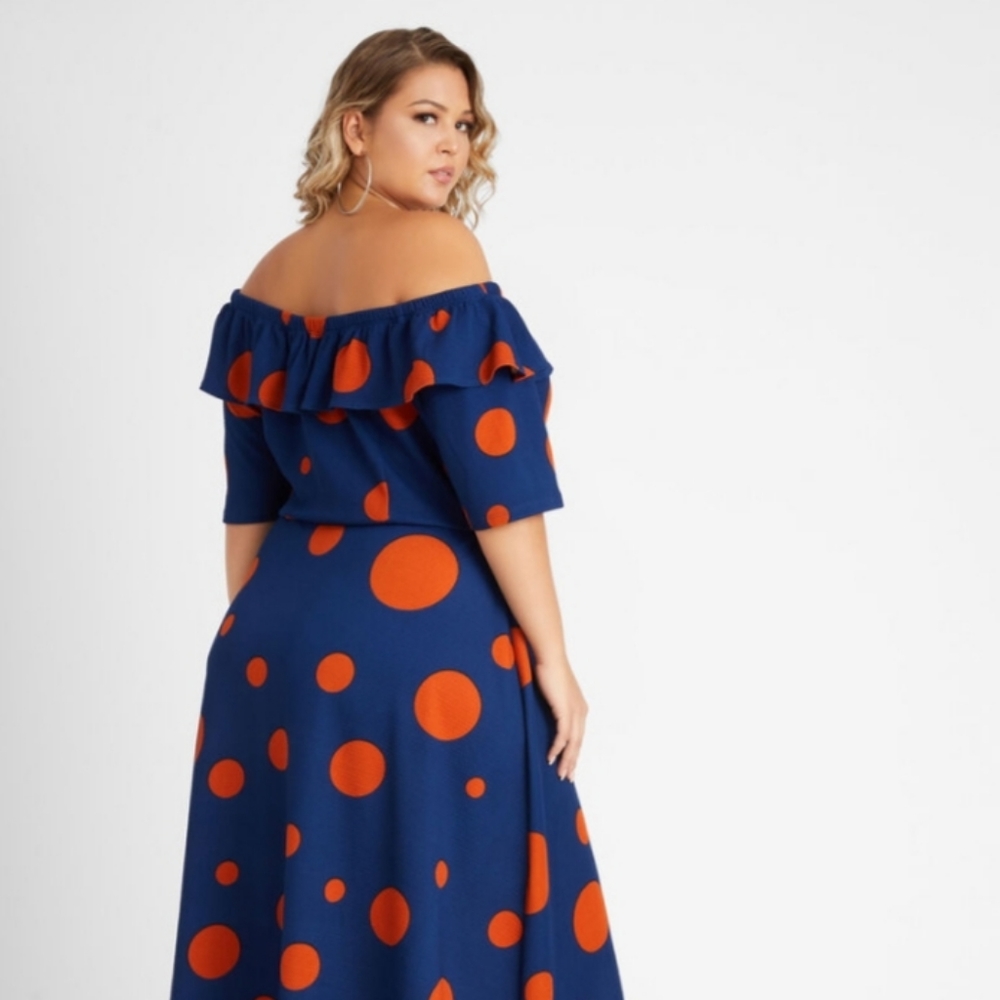 Cold Shoulder Polka Dot Dress